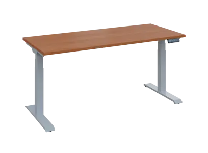 Fleximax 27-18 výškově nastavitelný stůl, kovová podnož stříbrná, deska 25 mm, široký 1800 mm, olše jantar